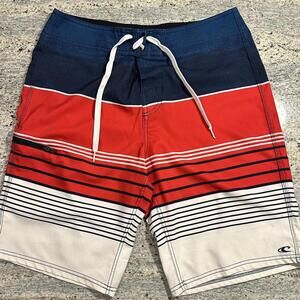 O'Neill Men’s Size 32 Red/White/Blue Swim Trunks (Un-lined)